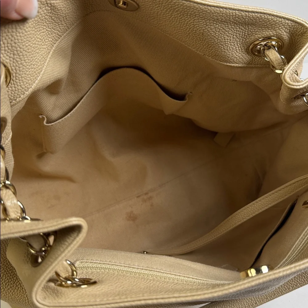 Chanel Large Beige Quilted Calfskin Zip and Carry Tote with‎ COA